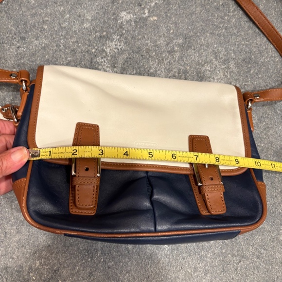 Coach Park Color-Block Leather Crossbody Purse Blue&White - Picture 11 of 14